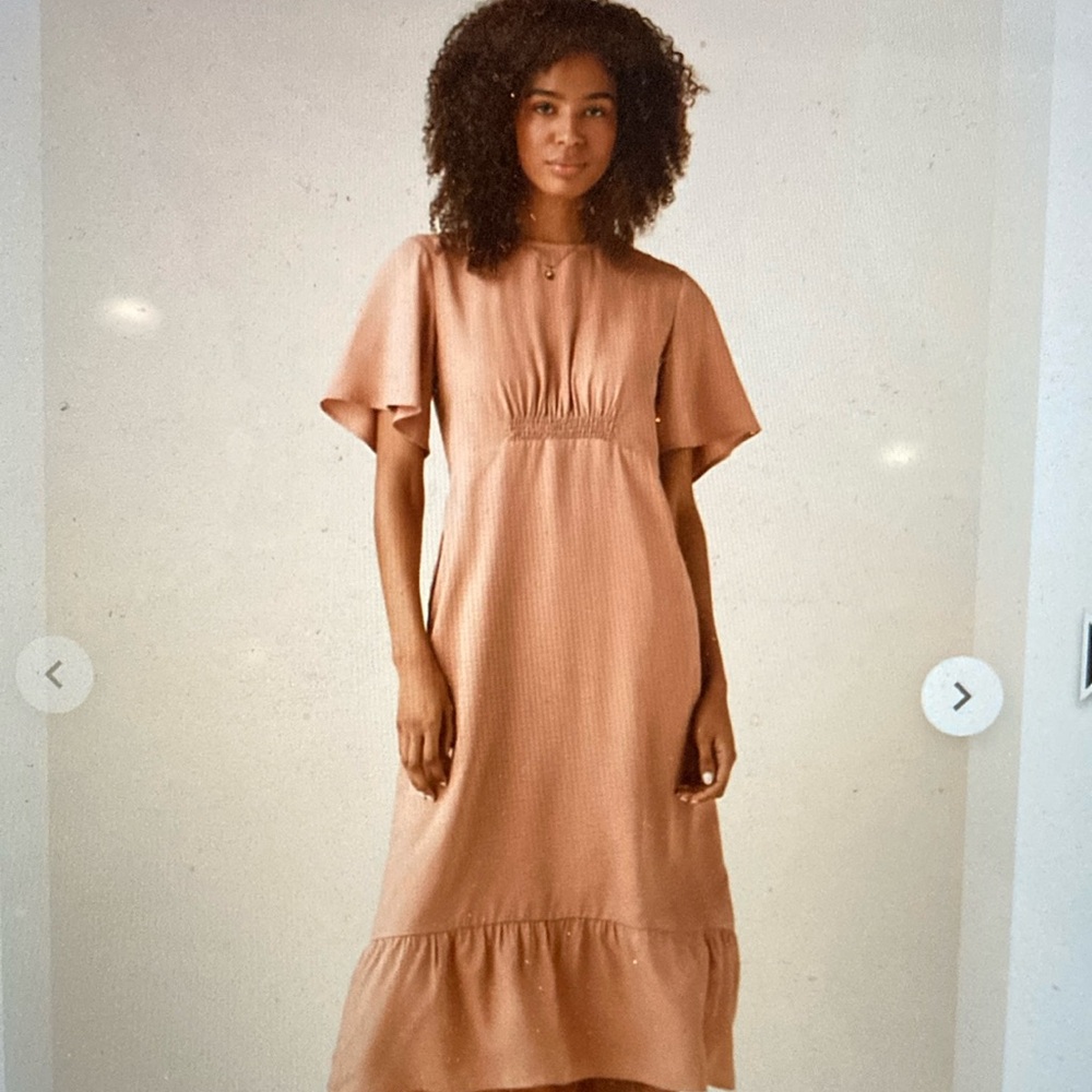 VETTA flutter sleeve wrap dress, dusty rose size XS